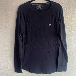 American Eagle Long Sleeve Crewneck Tee Navy Size M 100% Cotton